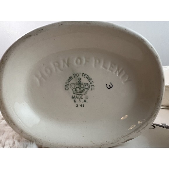 Sets Of VTG Crown‎ Potteries Co USA Horn Of Plenty Rose Vase Gold Trim Rare! - Picture 7 of 9